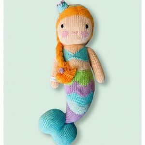 Knit Mermaid Plush Toy in Orange & Multicolor